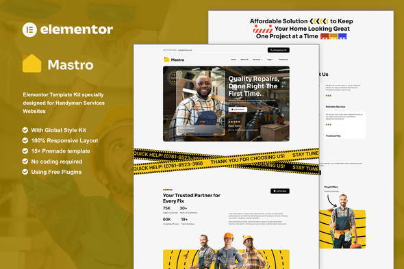 Mastro - Handyman Services Elementor Template Kit