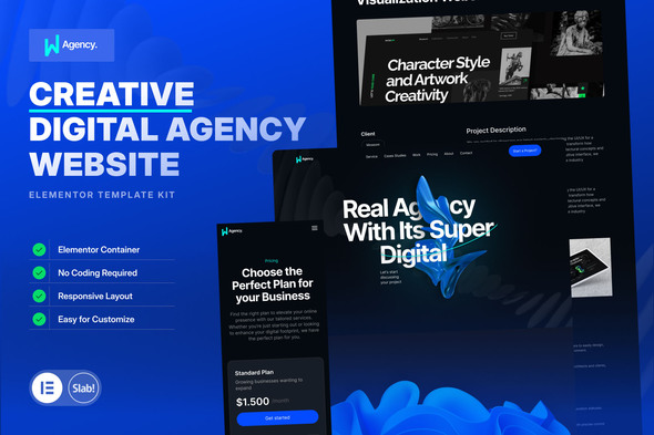 WAgency – Creative Digital Agency Elementor Template Kit – 0 Sold!