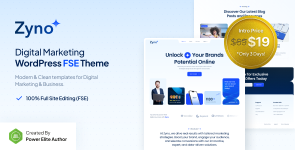 Zyno – Digital Marketing Agency FSE WordPress Theme – 0 Sold!