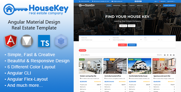 HouseKey - Angular 19 Material Design Real Estate Template