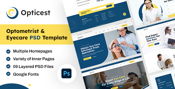 Opticest | Optometrist & Eyecare PSD Template