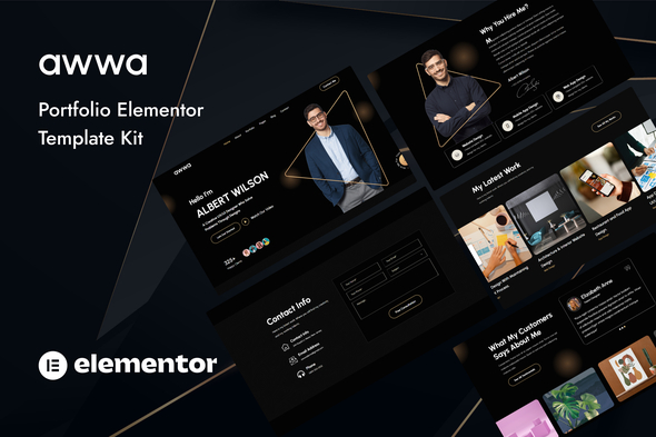 Awwa – Dark Portfolio Elementor Template Kit – 0 Sold!