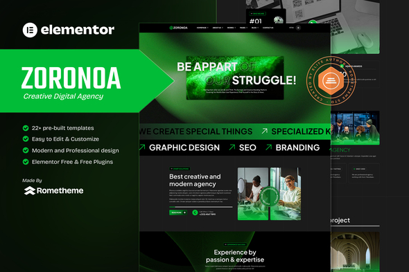 Zoronoa – Creative Digital Agency Elementor Template Kit – 0 Sold!