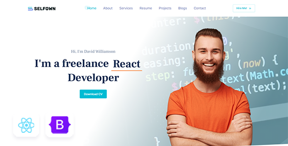 Selfown – React Personal Portfolio Template – 0 Sold!