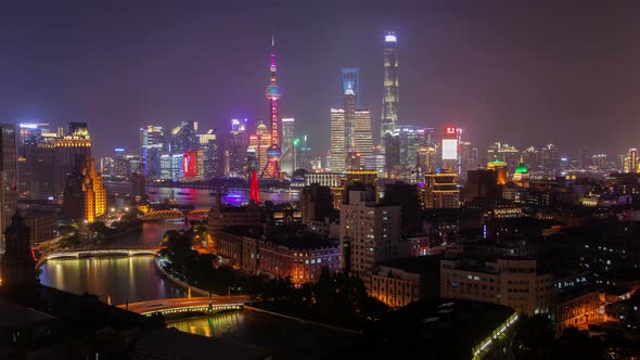 Shanghai Old Waibaidu Bridge Over Wusong in China Timelapse