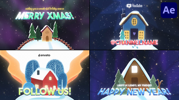 Christmas Houses Greetings for After Effects