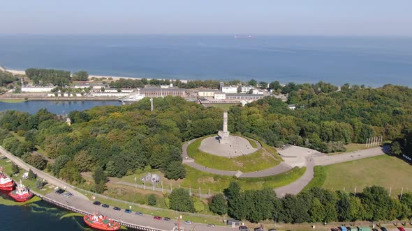 Aerial view of Westerplatte in Gdansk, Poland, where second world war started