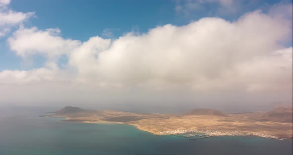 Lanzarote, Timelapse Over Mirador Del Rio To La Graciosa Island, Canary Islands