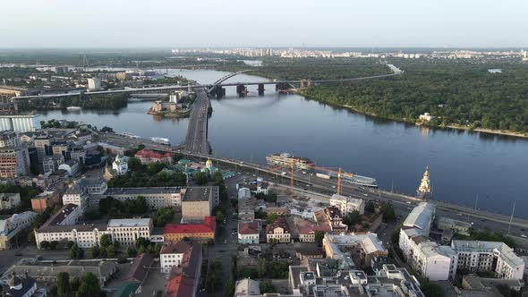 Aerial View of Kyiv, Ukraine. Slow Motion