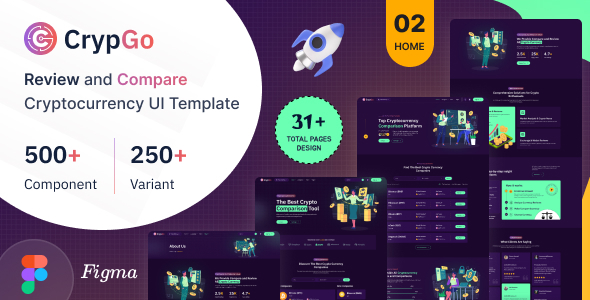 CrypGo - Review and Compare Cryptocurrency Figma Template