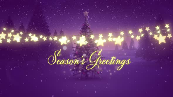 Seasons Greetings with glowing fairy lights