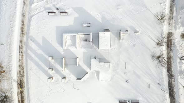 Top View of an Empty Sports Field in a Winter Park