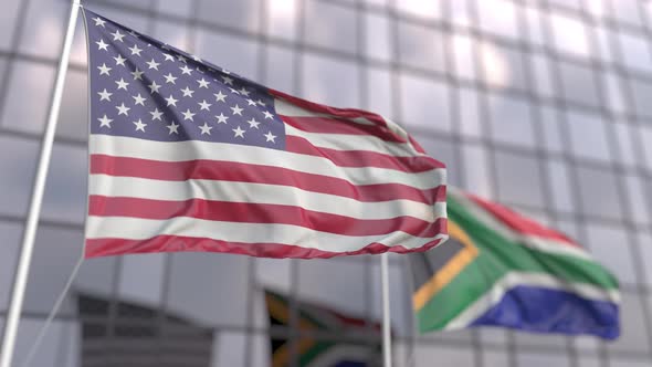 Flying Flags of the United States and South Africa