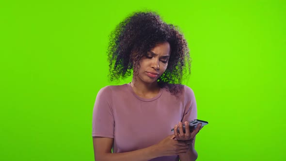 Black Female Has Her Own Blog Connected with Sport, Disconnect, on Chroma Key