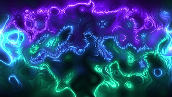 Abstract Hologram Neon Wavy Background 4K