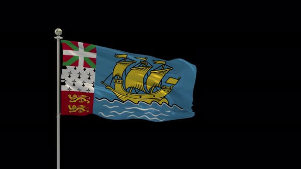 Saint Pierre and Miquelon Looping Of The Waving Flag Pole With Alpha alt