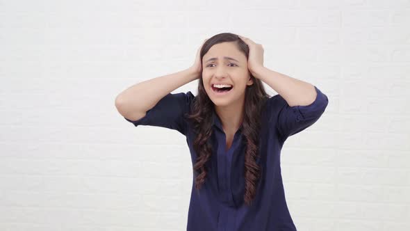 Shokced Indian girl shouting