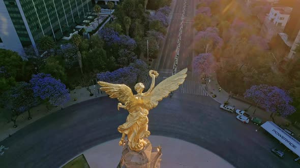 AEREAL SHOT OF The Angel of Independence, Mexico City