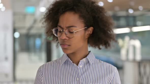 African Businesswoman Saying No By Head Shake