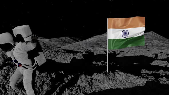Astronaut Planting India Flag on the Moon alt