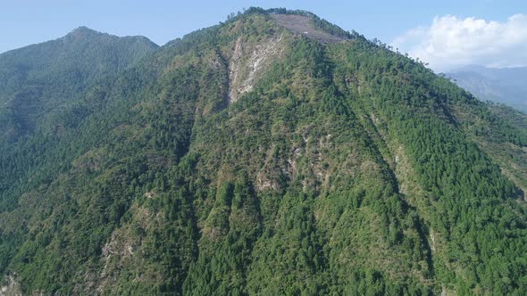 City of Uttarkashi in the state of Uttarakhand in India seen from the sky