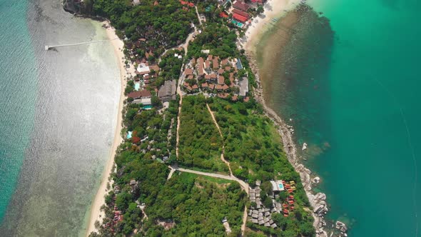 Aerial View of Coastline of Koh Phangan Island in Thailand