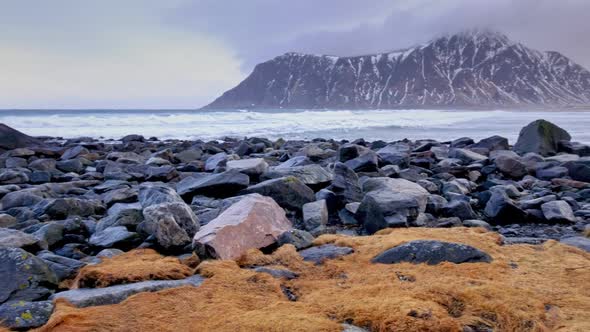 Rocky Coast of Fjord in Norway