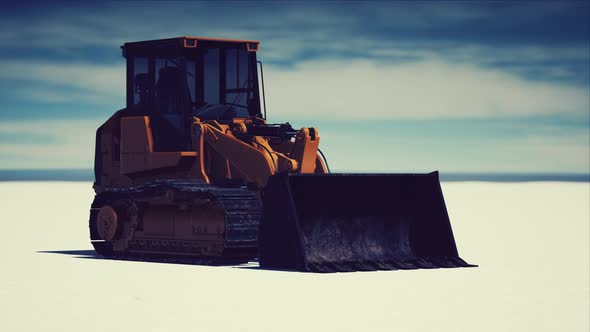 Road Grading Machine on the Salt Desert Road