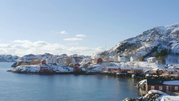 Norwegian Winter Landscape With The Multicolored Rorbu And Fishing Ships 28