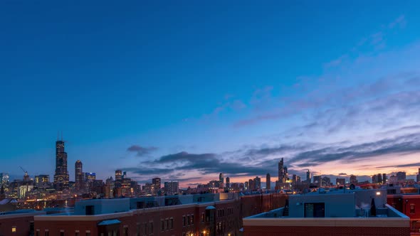 Chicago Cityscape - Night to Day Time Lapse