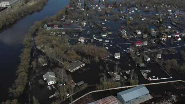 Aerial View of a Flooded Village