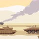 Burning Car And Tanks In Desert - VideoHive Item for Sale