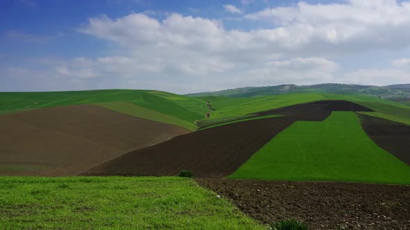 Agriculture Fields on Hills in Morocco, Timelapse