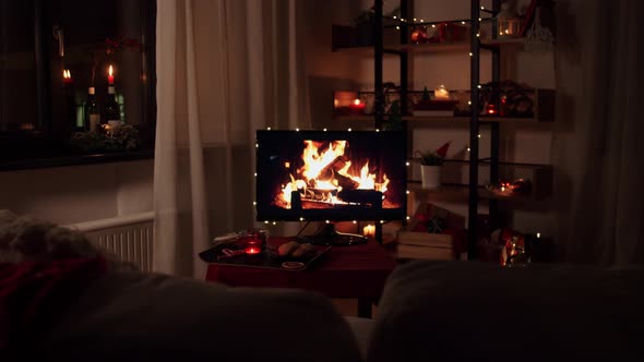 Living Room at Cozy Home Decorated on Christmas