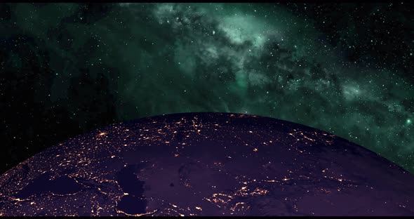 Planet earth in night scene with night city lights from space. 06