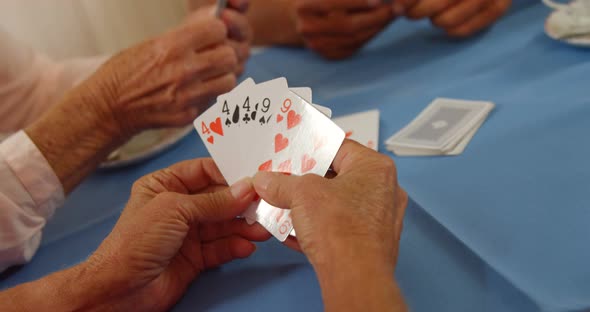 Senior friends playing cards