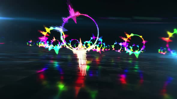Audio spectrum music neon sign abstract hyperspace