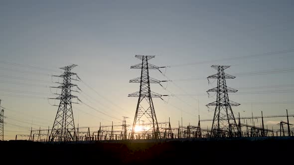 Pylons and substations