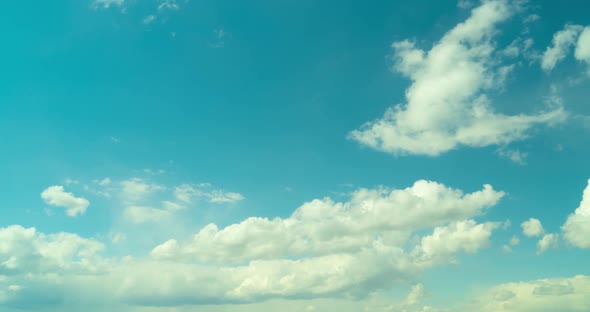 Timelapse of Daytime Blue Sky with Flying White Clouds