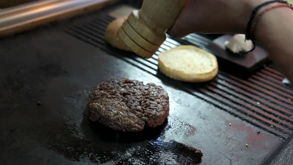 Burger Patty on Pan.