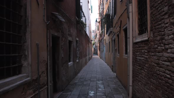 Empty Narrow Cozy Street in Venice