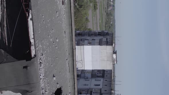 Vertical Video of a House Destroyed By the War in Ukraine