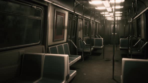 Subway Wagon is Empty Because of the Coronavirus Outbreak in the City