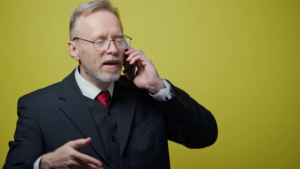 Relaxed businessman talking on phone. Elegant businessman talking on phone