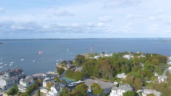 Panoramic View On Marblehead Neck and Marblehead Harbor in Town of Marblehead, Massachusetts MA, USA