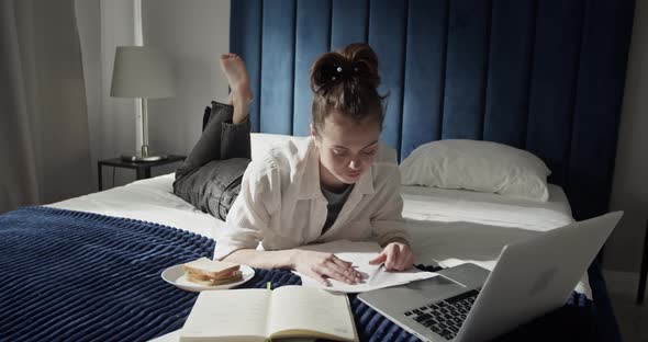 Student Eating Sandwich During Studies