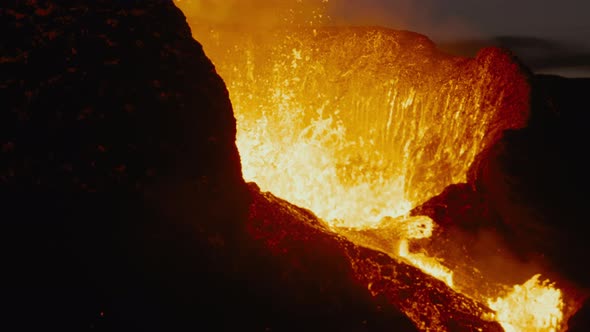Lava From Erupting Fagradalsfjall Volcano
