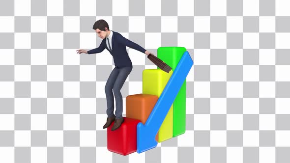 Businessman Balancing On A Graph Looped alt