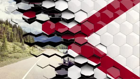 Alabama Flag Hexagon Transition - 4K Resolution