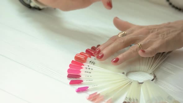 Aristocratic Woman Hands with Red Manicure.